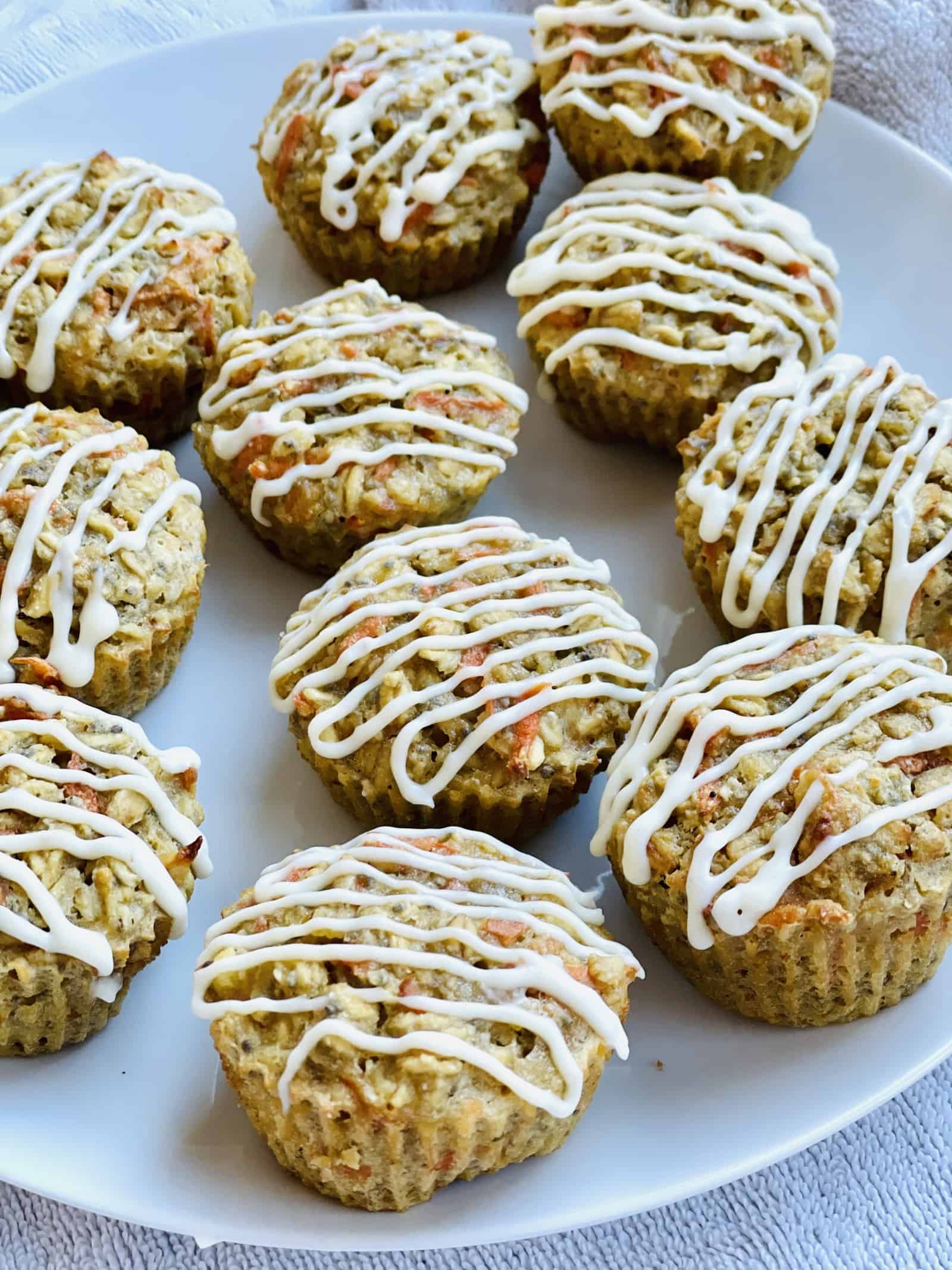 Carrot tahini baked oatmeal muffins