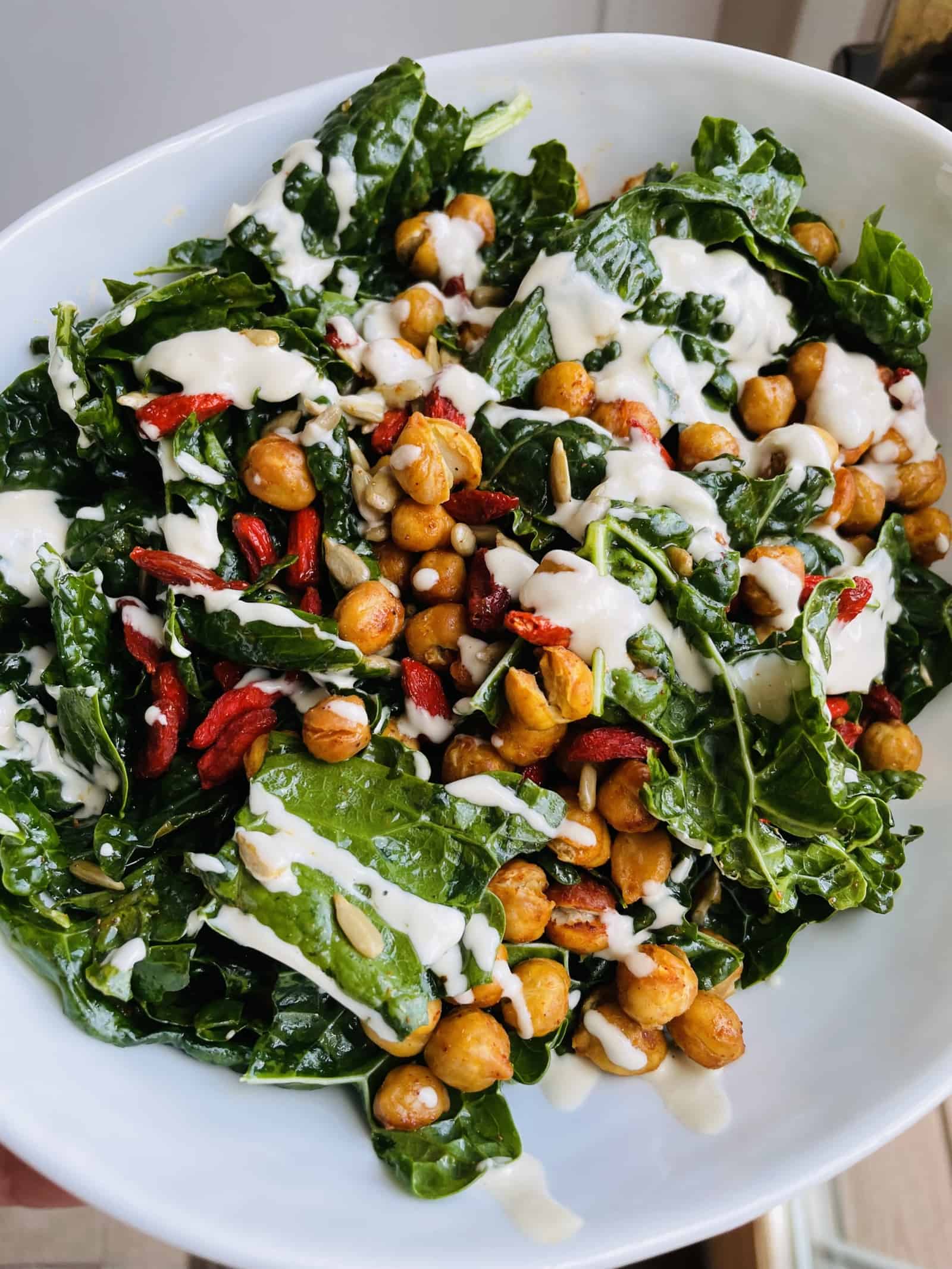 Smokey Roasted Chickpea Kale Salad