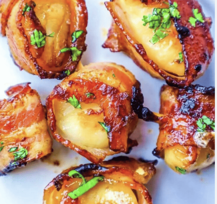 Bacon Wrapped Scallops w/Sweet Potato Puree (Pop Up 6/9)