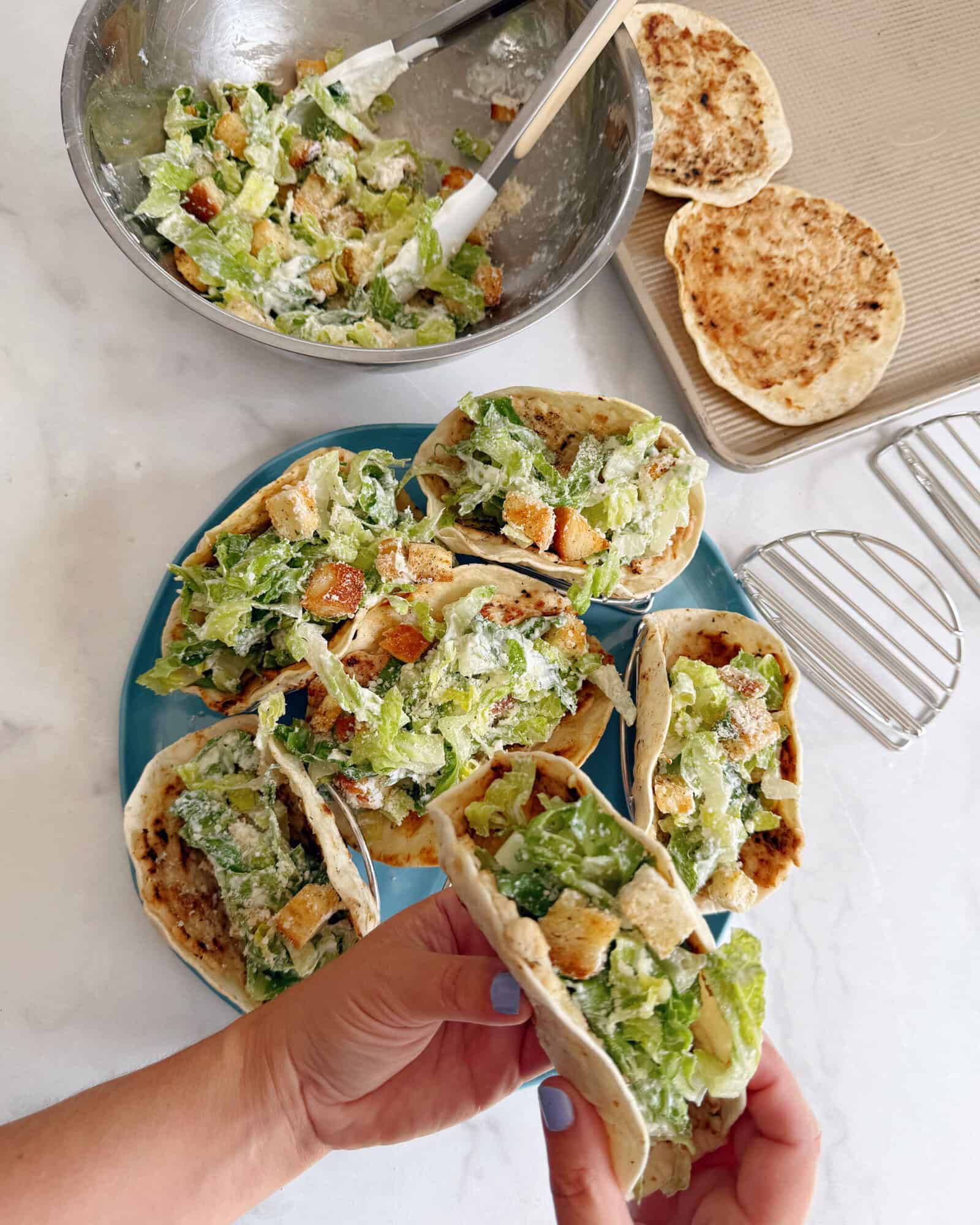 Family Favorite for 2: Gluten-free Smashed Chicken Caesar Tacos (1/14)